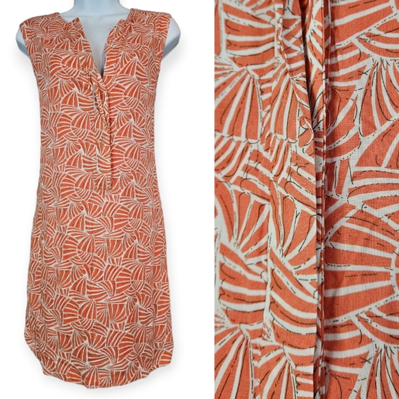 Esley Dresses & Skirts - Esley orange & white print mini shift dress Womens Small